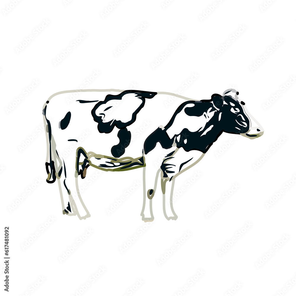 Color sketch of a cow with transparent background Color sketch of a cow with transparent background