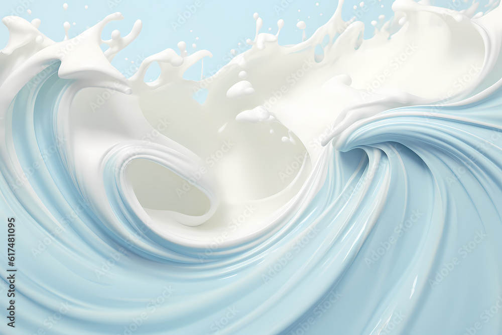 Artful representation of milk splash transforming into a wave of yogurt ...