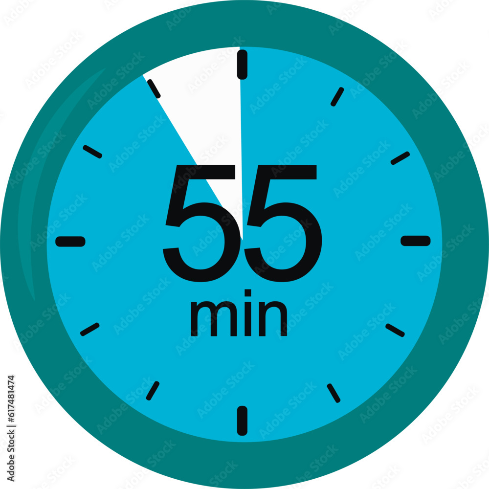 Clock. 55 minutes. vector graphics Clock. 55 minutes. vector graphics