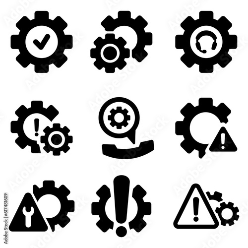 Technical error set icon. Program settings issue. Device configuration problem. Glyph