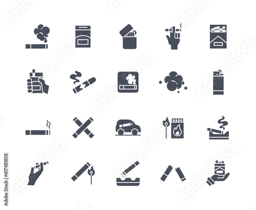 Smoking icons black set