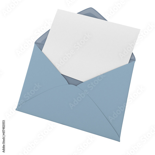 Blue envelope with white card