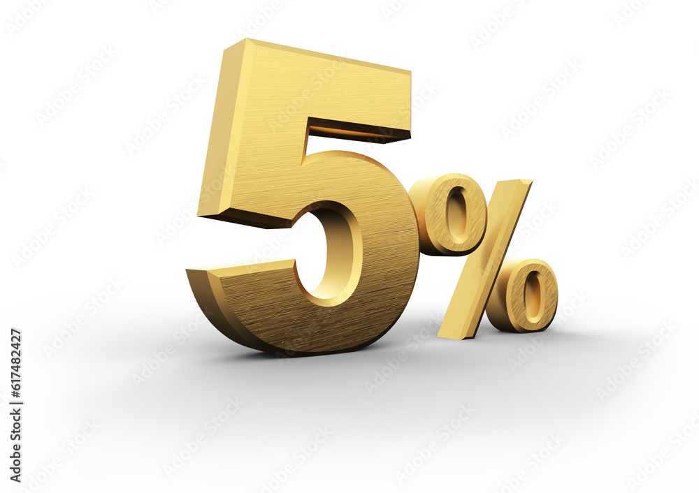 Golden five percent on transparent background Golden five percent on transparent background
