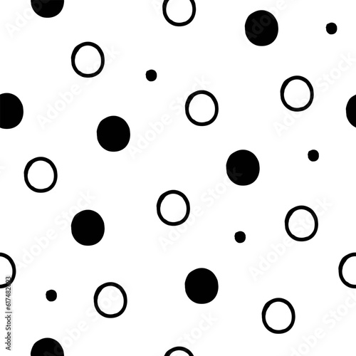 Geometric abstract polka dot seamless pattern. Trendy vector isolated hand-drawn illustration. Perfect for background, fashion print, wrapping paper, packaging or fabric designs.