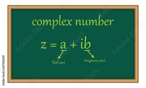 Parts of complex number in mathematics. imaginary part and real part. complex numbers standard form in mathematics