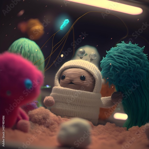 Platypus astronauts navigate quantum spaghetti storms while hosting a discoinfused cactus knitting championship on Mars hd 4k photo 70mm lens cinematic  photo