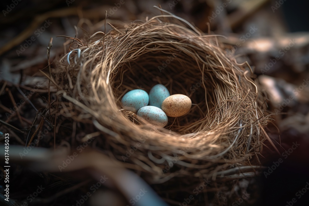 nest with eggs in nature. Generated by AI. nest with eggs in nature. Generated by AI.