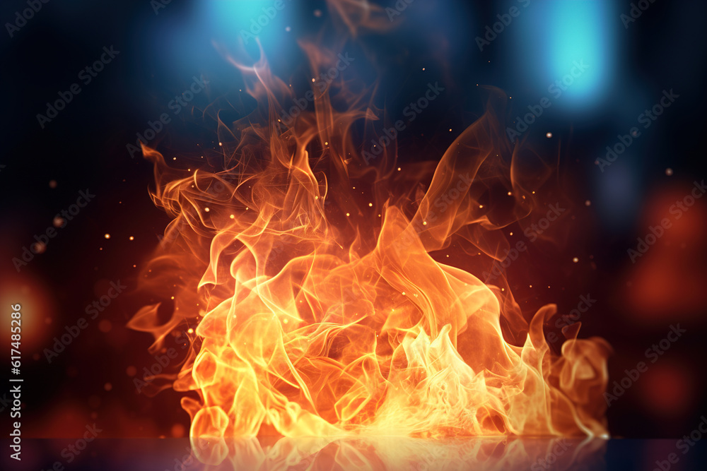 fire on a dark background. generated by AI. fire on a dark background. generated by AI.