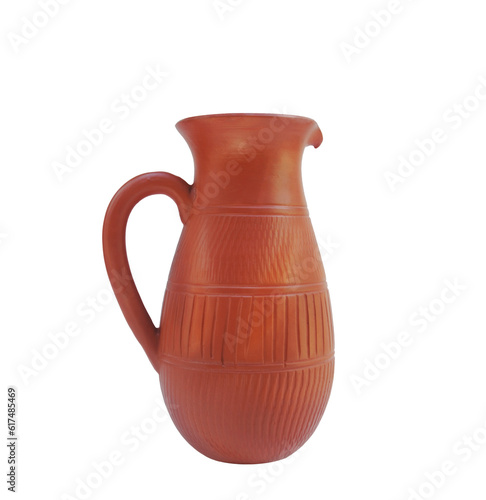 Jug made of clay isolated on transparent background.