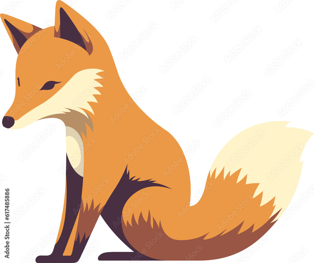Obraz premium Cute fox cartoon minmal flat