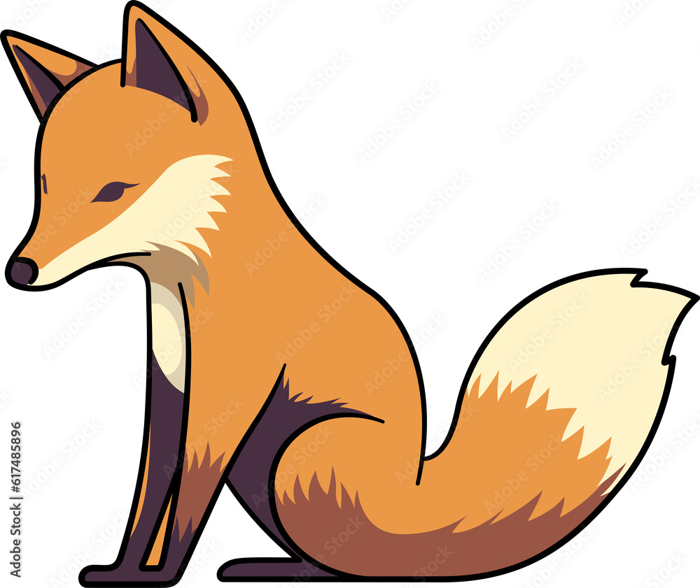 Obraz premium Cute fox cartoon minmal with outline