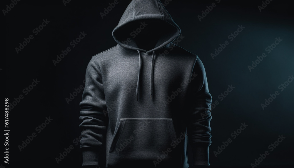 Hooded burglar lurking in the dark night generated by AI Hooded burglar lurking in the dark night generated by AI