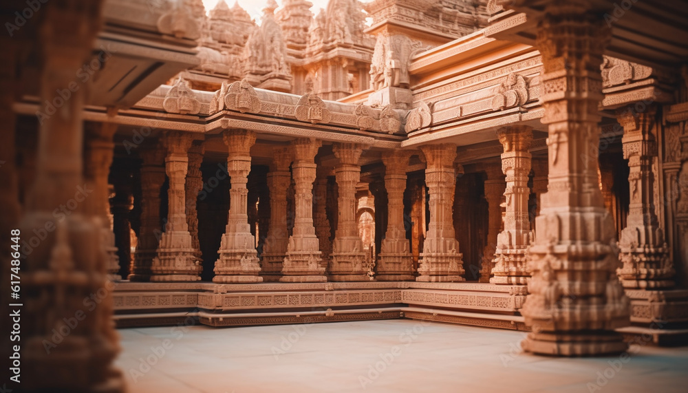 Ancient sandstone tomb ruins showcase East Asian culture generated by AI Ancient sandstone tomb ruins showcase East Asian culture generated by AI