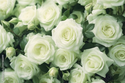 Green roses on a white background