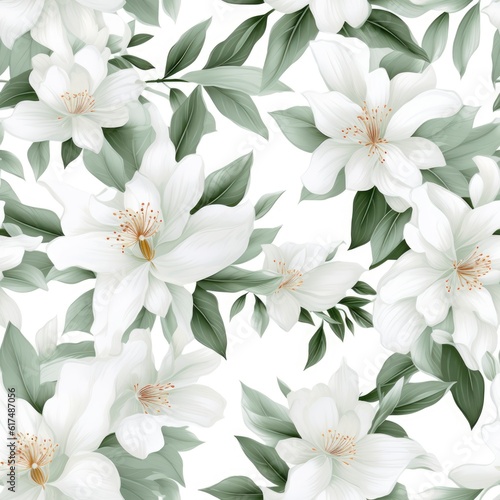 Beautiful hand drawing white floral seamless pattern. 