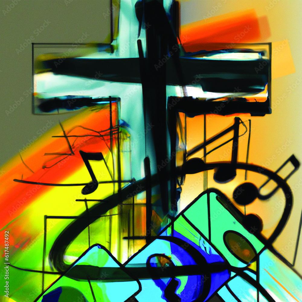 Sketched Cross and Music notes mashup Sketched Cross and Music notes mashup