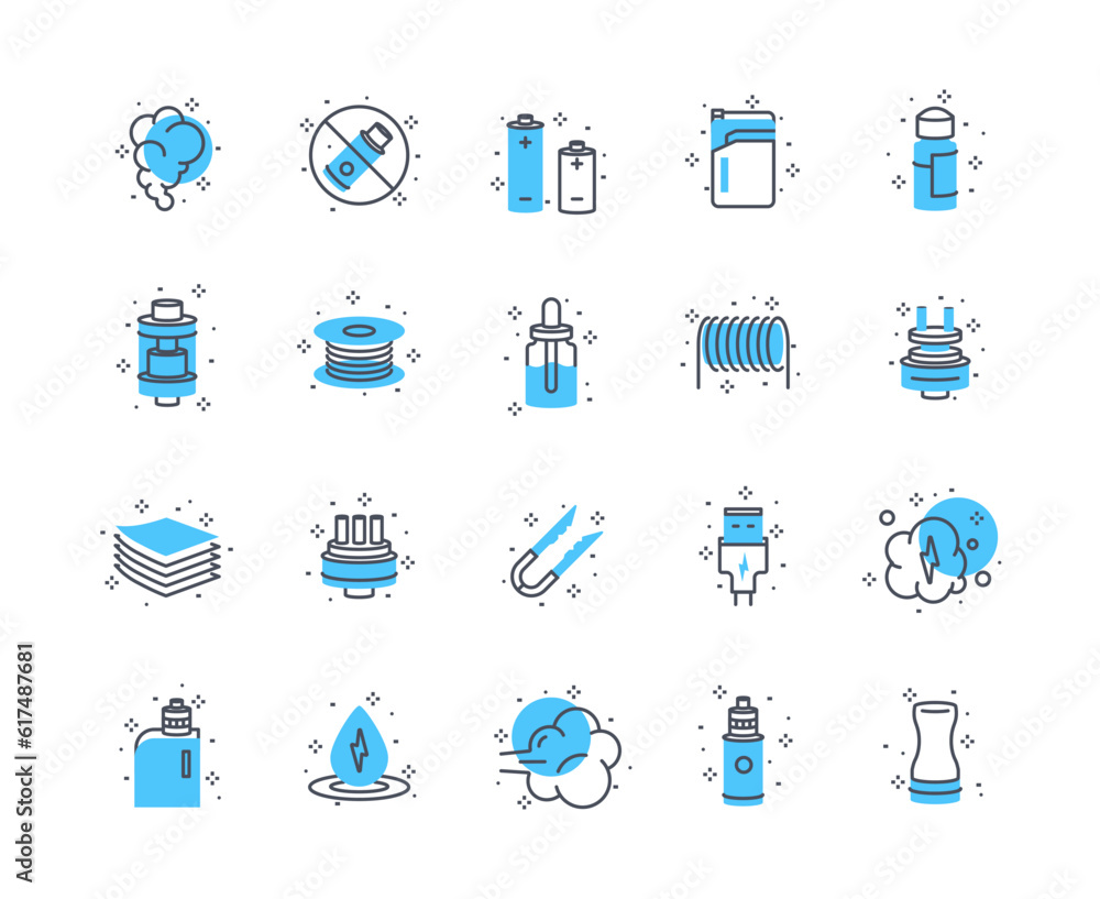 Vaping icons color set Vaping icons color set
