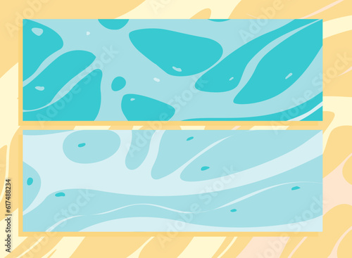 set of banners background with waves, sand