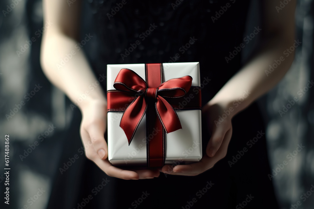 hands holding gift box made with generative AI