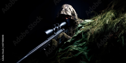 sniper watching from his safe hiding place, army, soldier photo