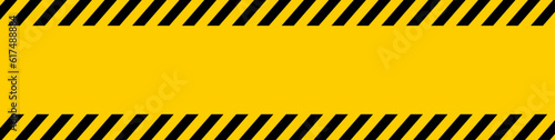 Black and yellow warning line striped rectangular background. Vector illustration