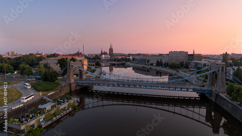 Grunwaldzki Bridge at sunrise, Poland.