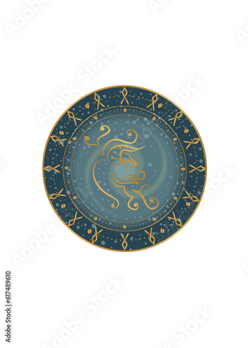  The illustration - zodiac sign in the gold color.