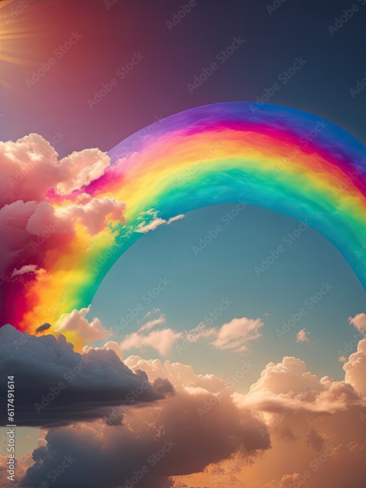 Rainbow Clouds background. ai generative