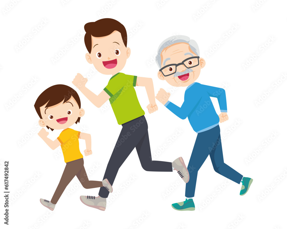 Happy Family Sport Activity. Mother, Father and Kid Doing Morning Exercising at Home Happy Family Sport Activity. Mother, Father and Kid Doing Morning Exercising at Home