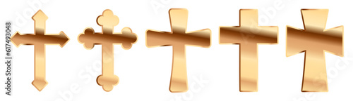 Gold Cross illustration. Gold Easter Cross