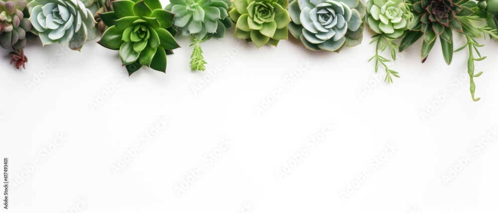 frame with suculents on white background, AI generative frame with suculents on white background, AI generative