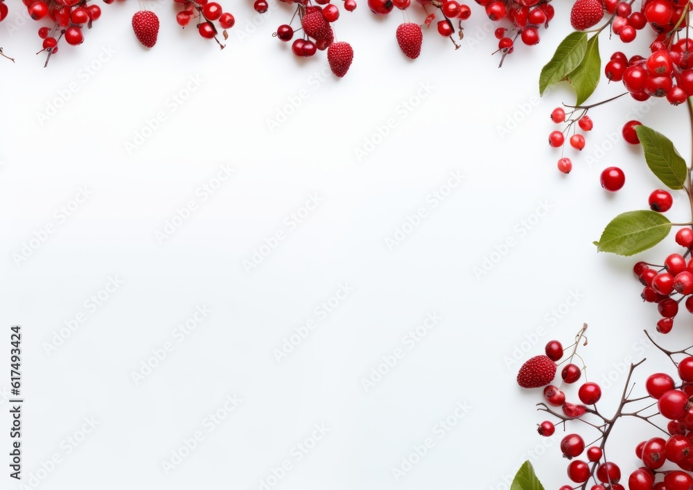 berries on a branch, white background, AI generative berries on a branch, white background, AI generative