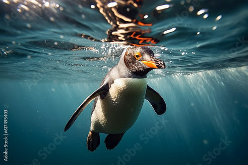 penguin in the water