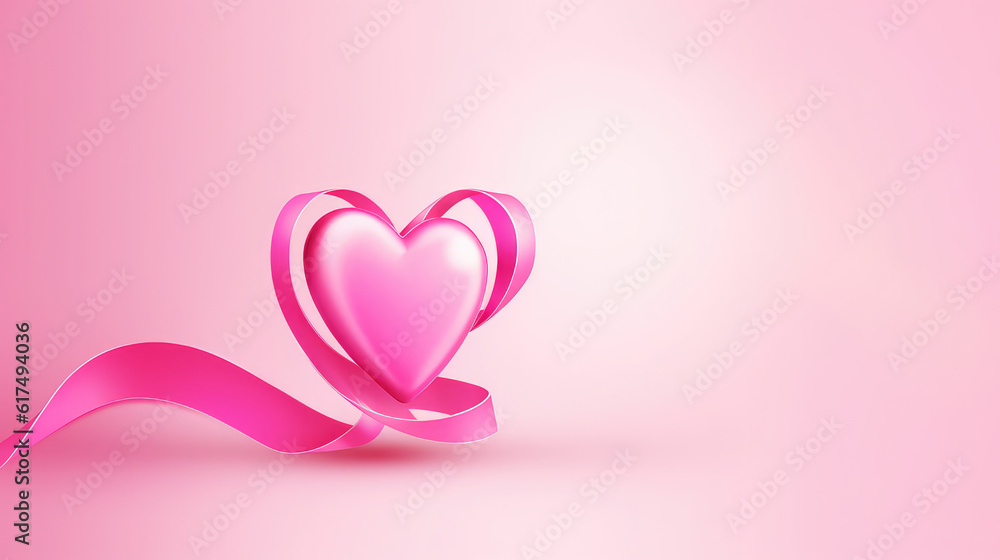 Soft pink background with ribbon