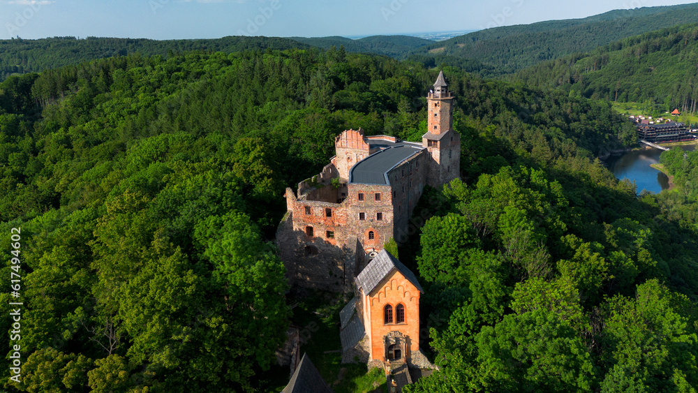 Grodno Castle on top of Mount Choina, Poland.