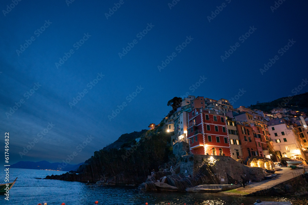 Coastline at Blue Hour,  Riomaggiore, Cinque Terre, Italy