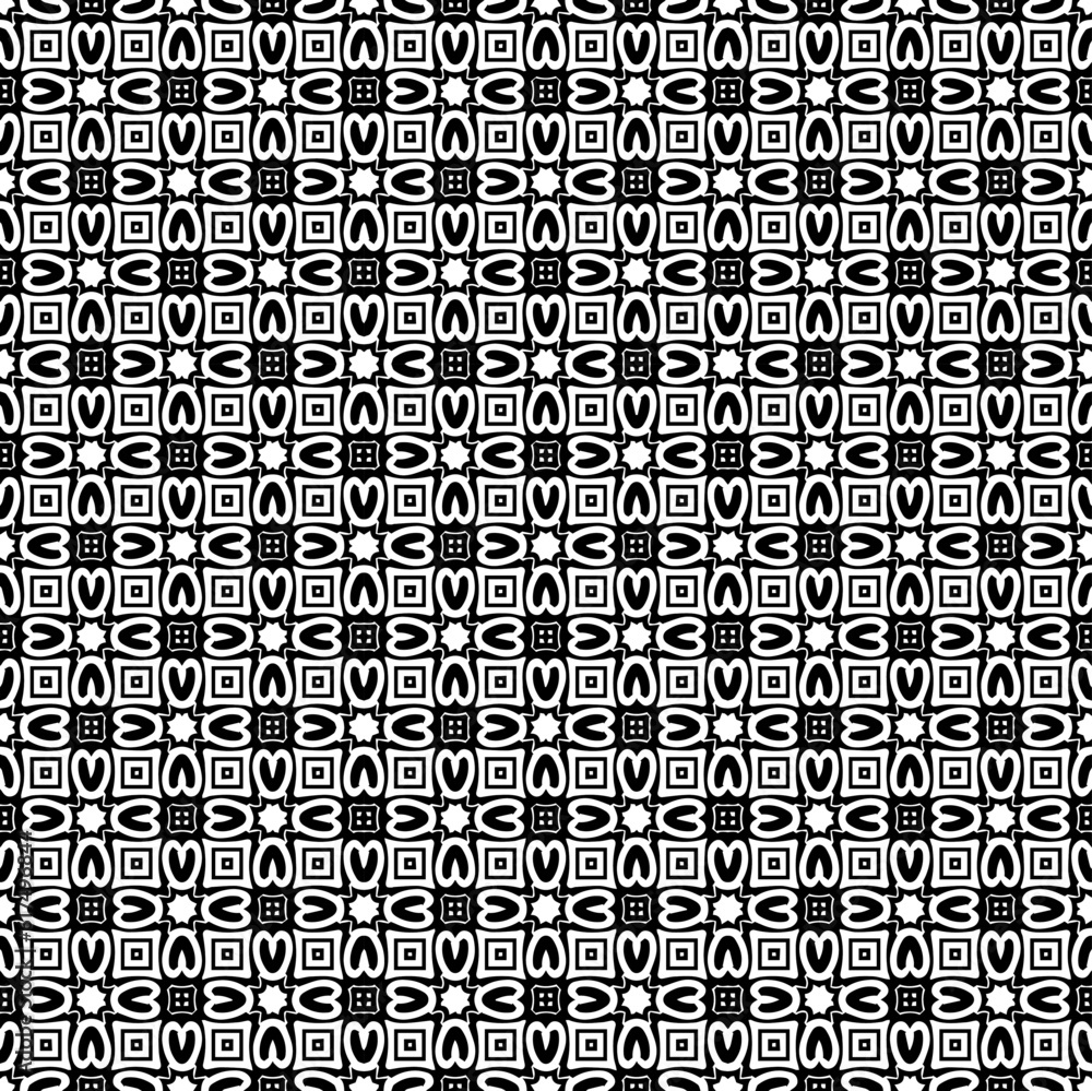 Black and white seamless pattern texture. Greyscale ornamental graphic design. Mosaic ornaments. Pattern template. Vector illustration. EPS10. Black and white seamless pattern texture. Greyscale ornamental graphic design. Mosaic ornaments. Pattern template. Vector illustration. EPS10.