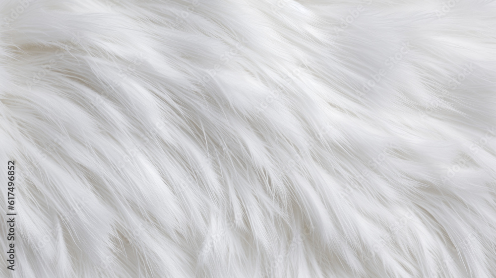 Obraz premium White Natural Fur Texture, Generative AI