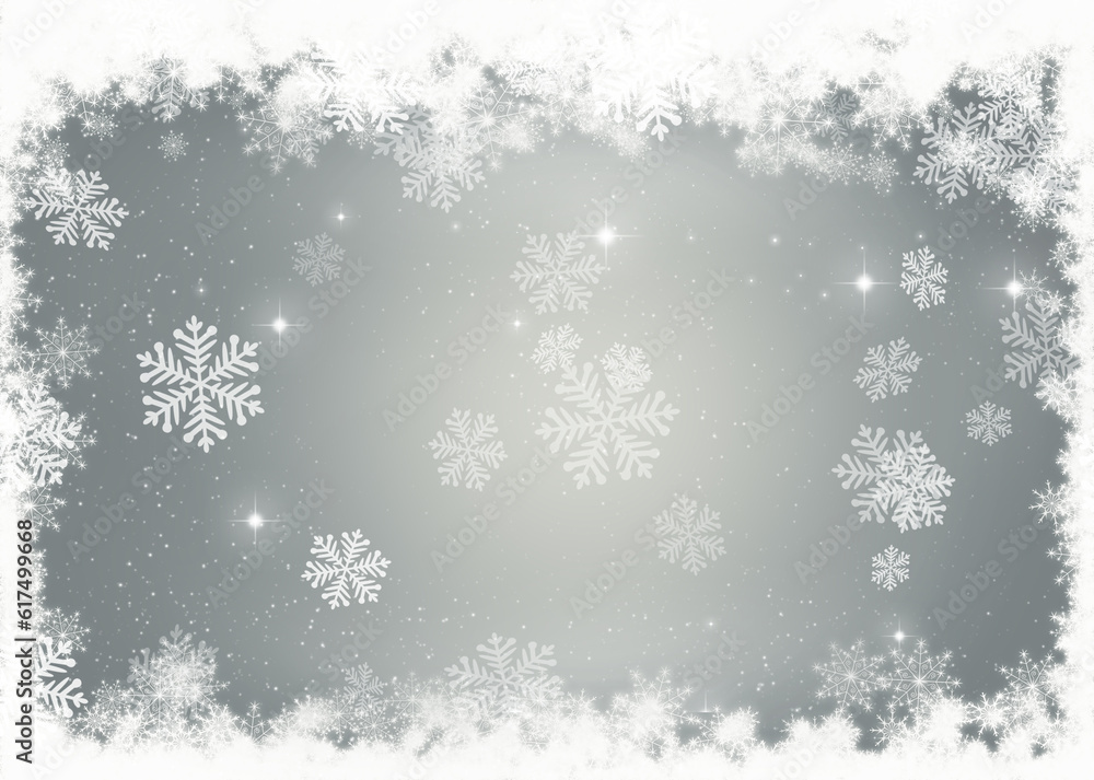 Christmas background with decorative snowflake border