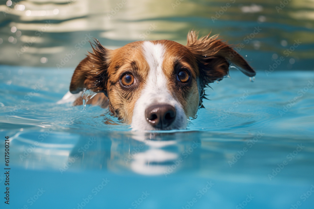 Dog in the water, dog, dog in the pool, swimming dog
