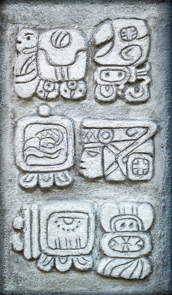 Set of ancient Mayan hieroglyph