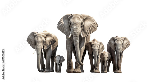 African elephant family on transparent background. AI generative
