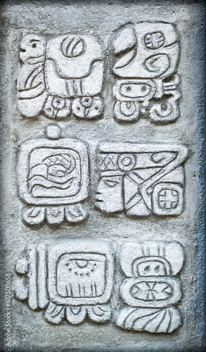 Set of ancient Mayan hieroglyph