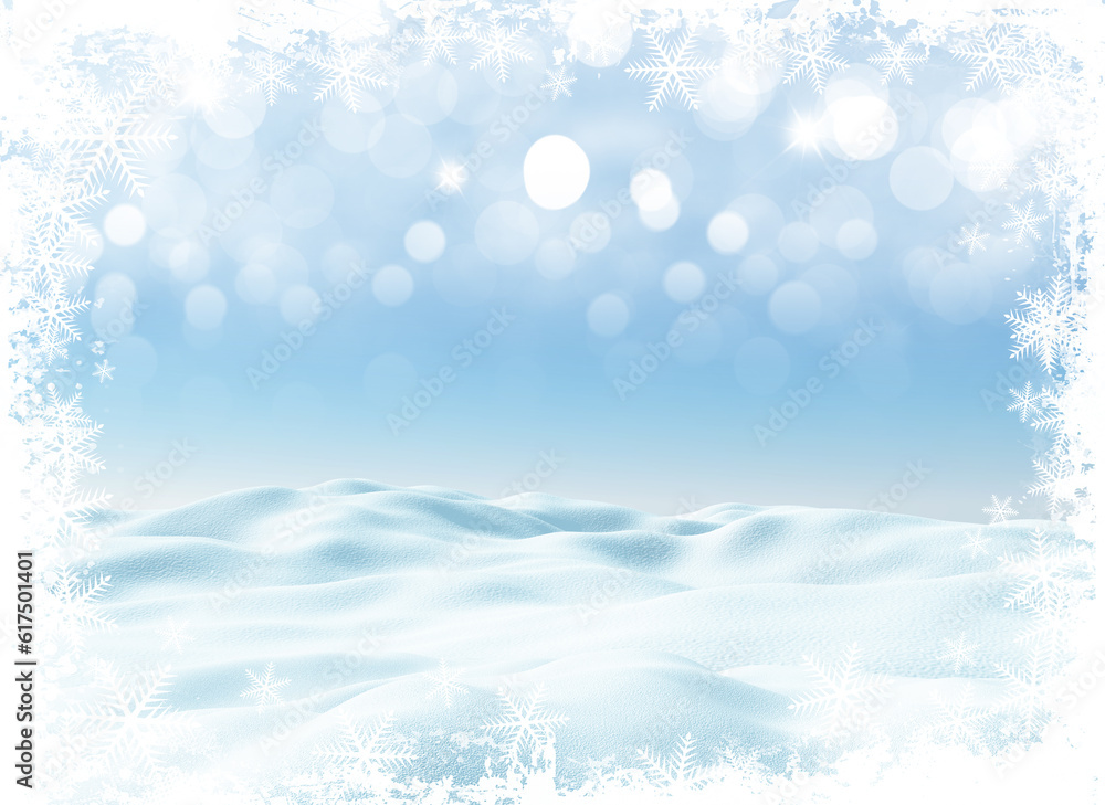 3D render of a Christmas winter landscape