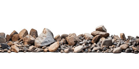 A pile of rock stones isolated on  white background png cutout