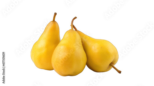 Three pears isolated on  white background png cutout