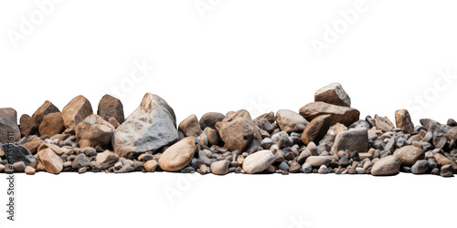 A pile of rock stones isolated on  white background png cutout