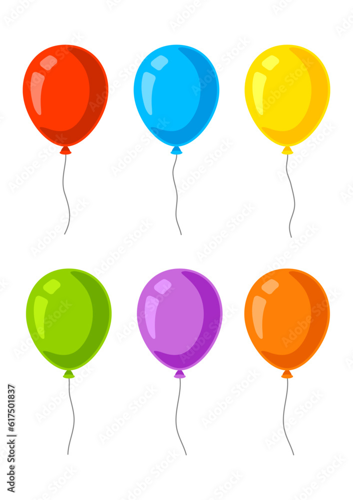 Color balloons set. Happy Birthday and party illustration.