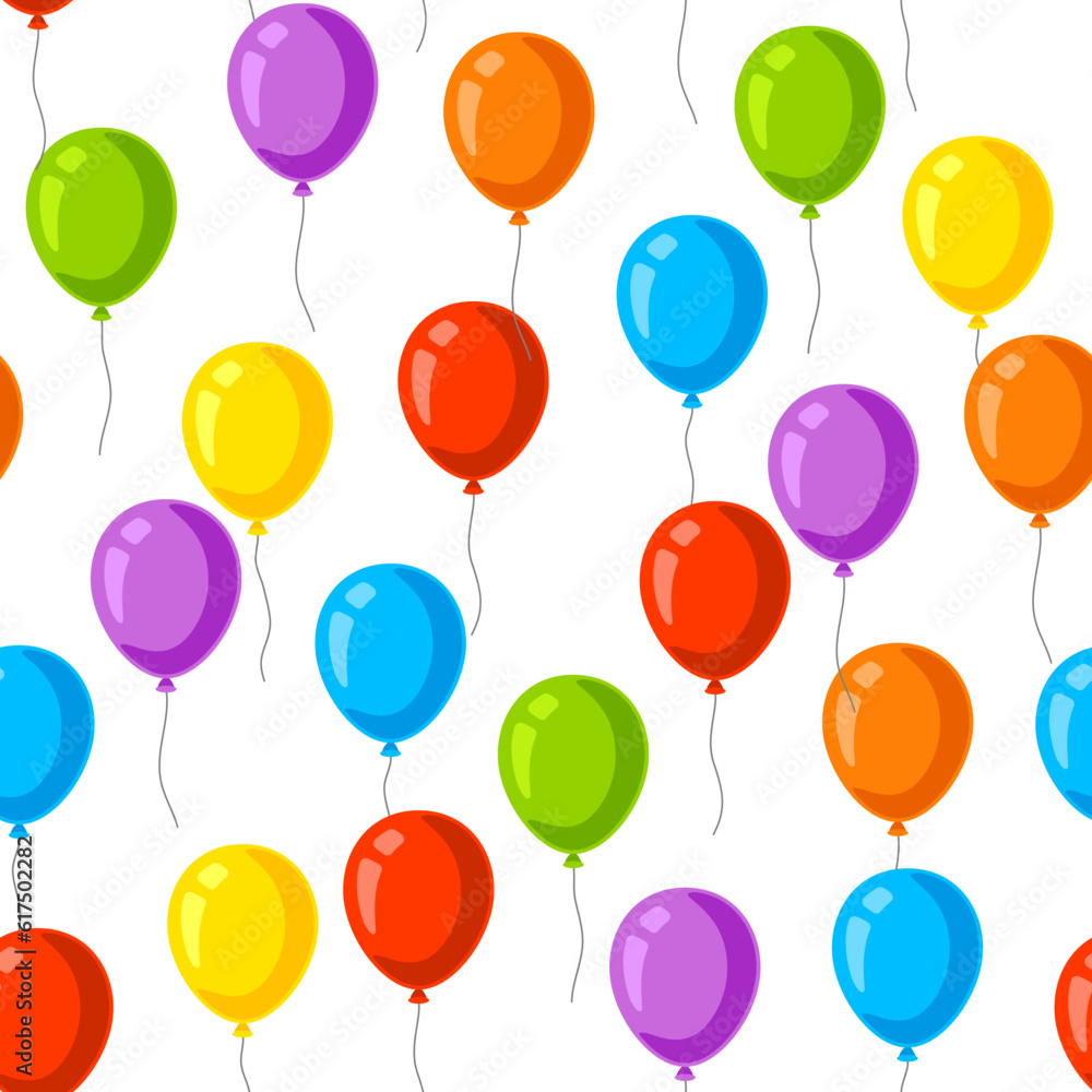 Color balloons pattern. Happy Birthday and party illustration.