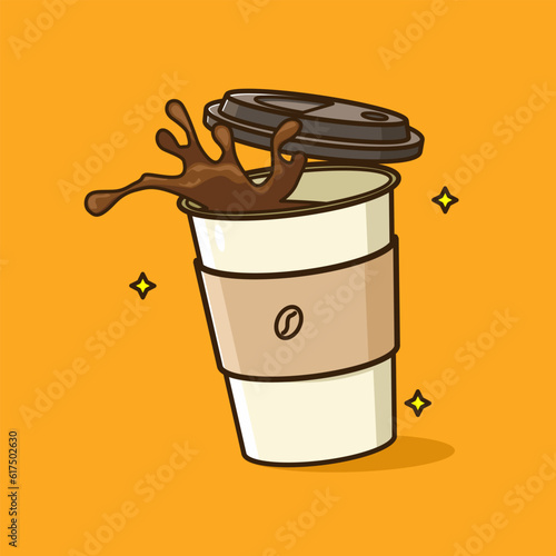 Overflow coffee cup vector illustration. Coffee cup illustration vector.